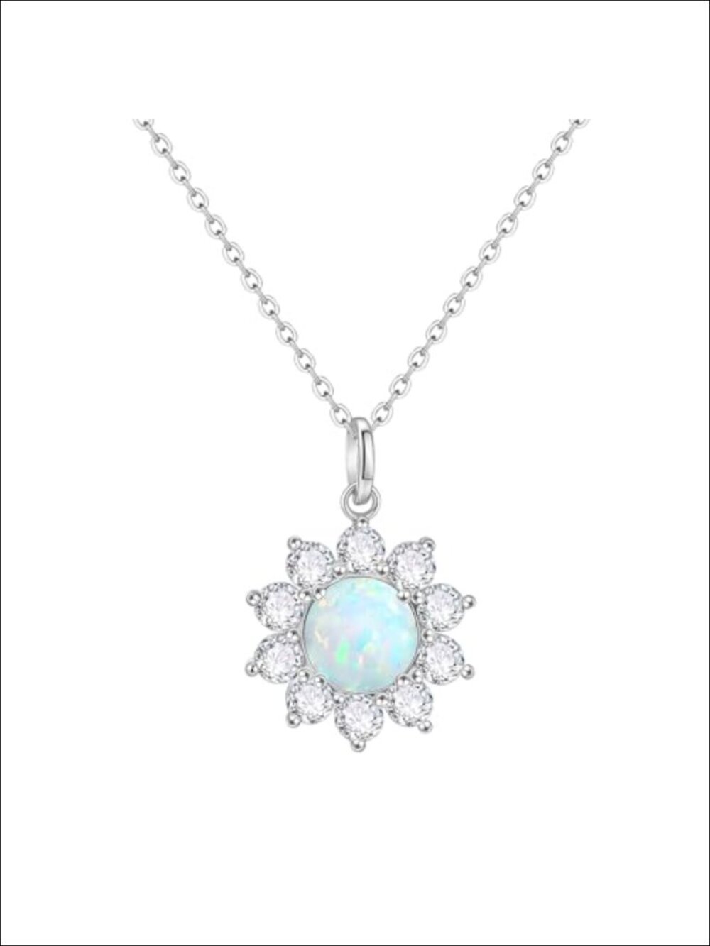 Blue Moonstone Opal Necklace 925 Sterling Silver Teardrop Pendant CZ Adjustable
